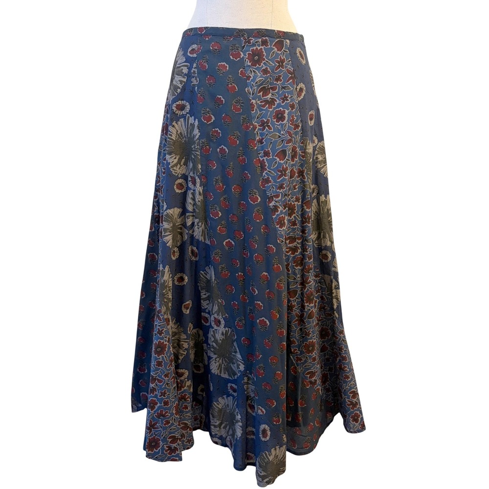 Sundance Maxi Skirt 4 Hippie Boho Patchwork Floral Prairie 90s Vintage Cotton